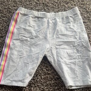SHEIN Gray Women's Bike Shorts with Rainbow Stripe